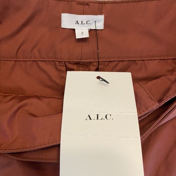 NWT A.L.C. Revolve Pants Womens Size 2 Rust Belt Pleated Pockets - Picture 7 of 14